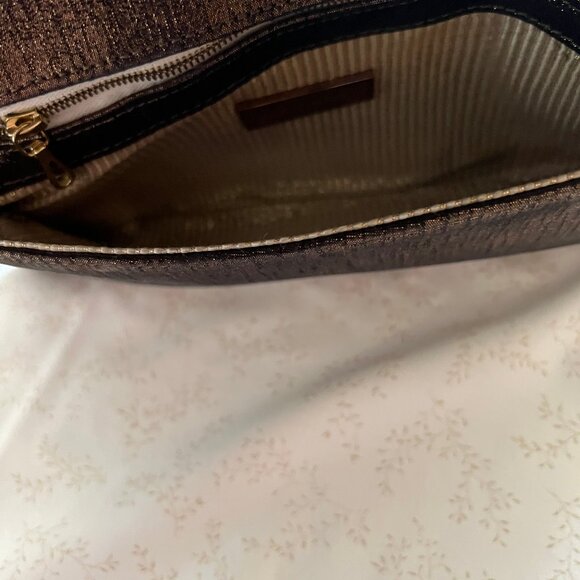 Lauren Merkin Shimmer Bronze Foldover Clutch - Picture 5 of 8